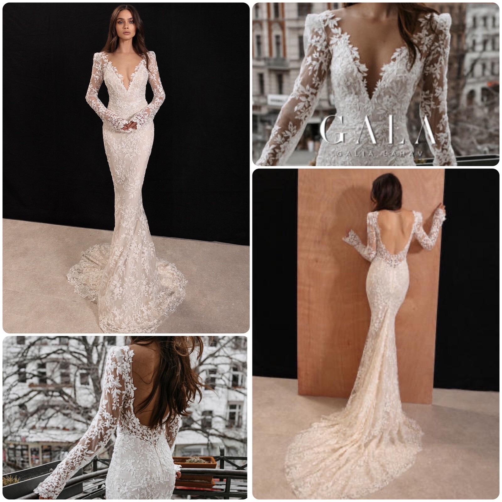 Galia Lahav Gala Bay Full Embroidered Beaded Lace Wedding Dress Plunging Neck Z0 — image 2 of 8